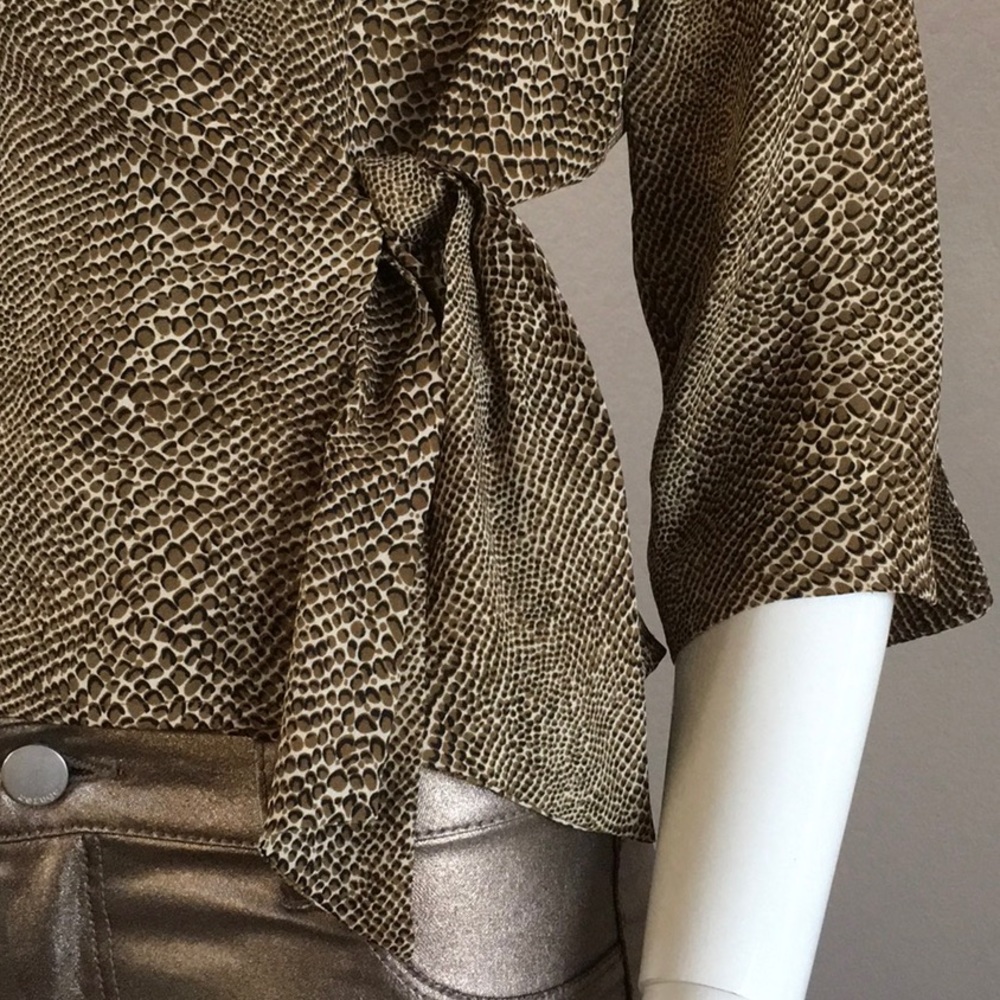 Silk Python Print Wrap- Blouse - image 2